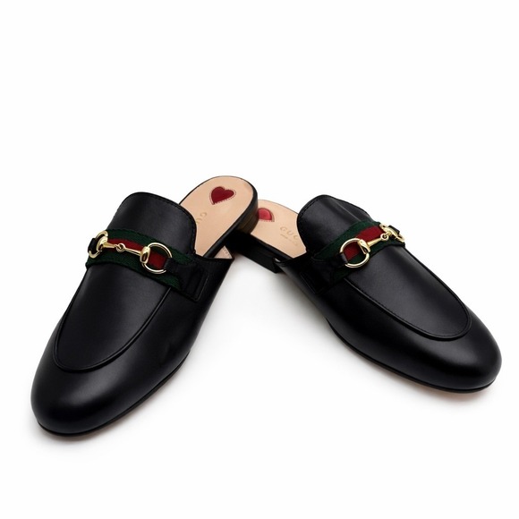 New! Gucci Princetown Horsebit Leather Mule Loafer Black Web Stripe 36.5 US 6.5 - Picture 6 of 12